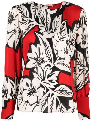 V-hals trykt floral bluse Twinset svart