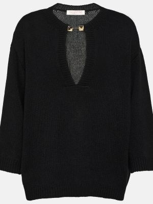 Кашмирен пуловер Valentino черно