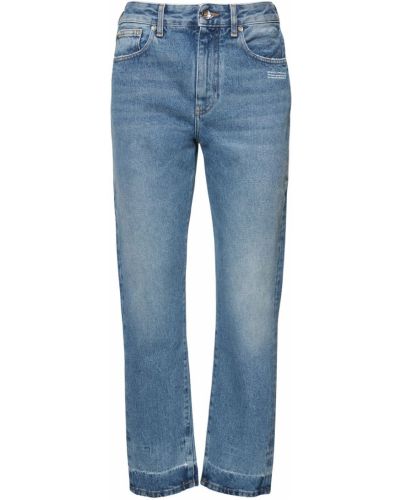 Bavlněné straight fit džíny Off-white modré