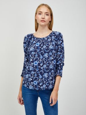 Φλοράλ μπλούζα με μανίκια τρία τέταρτα Orsay μπλε