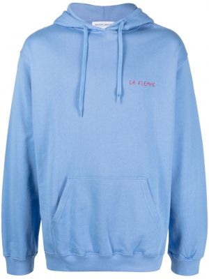 Памучен суичър с качулка бродиран Maison Labiche синьо