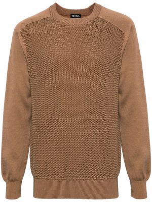 Памучен пуловер Zegna кафяво