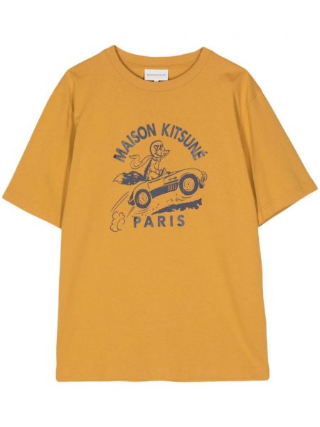 Тениска с принт Maison Kitsuné жълто