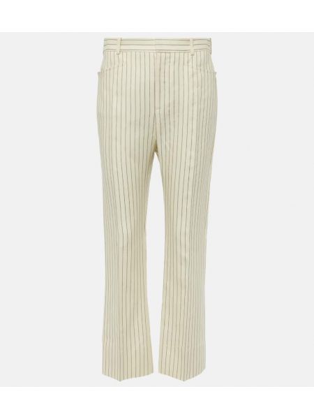 Pantaloni cu picior drept de lână de mătase cu dungi Tom Ford