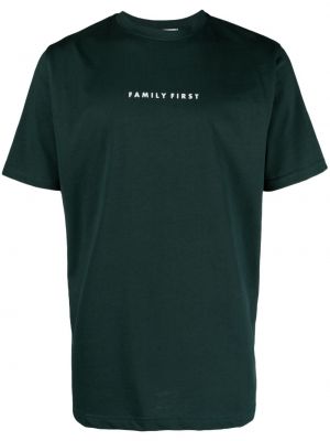 Raštuotas medvilninis marškinėliai Family First žalia