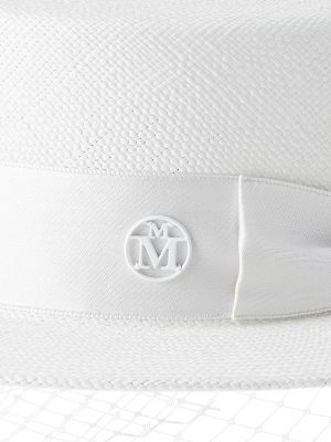 Saténový čepice Maison Michel bílý