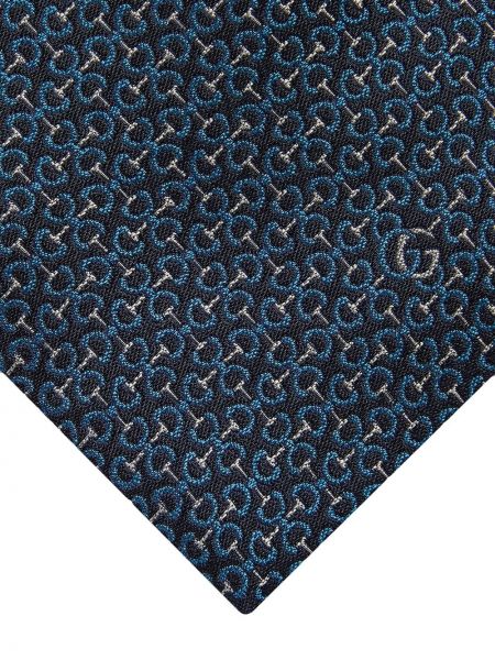 Corbata con bordado Gucci azul