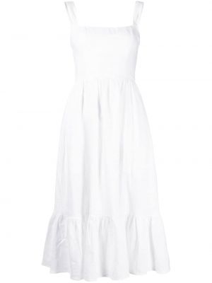Λινή μίντι φόρεμα Reformation λευκό