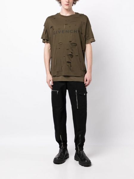 Distressed t-shirt aus baumwoll mit print Givenchy