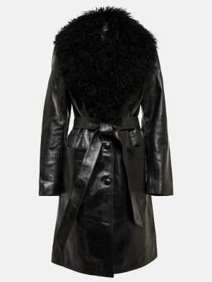 Kožený krátký kabát Dodo Bar Or čierna