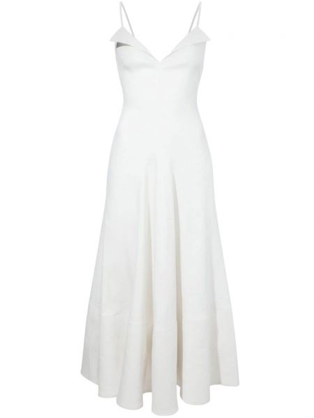 Ленена рокля с презрамки Proenza Schouler бяло