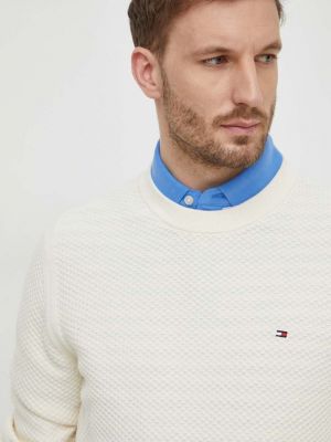 Sweter bawełniany Tommy Hilfiger beżowy