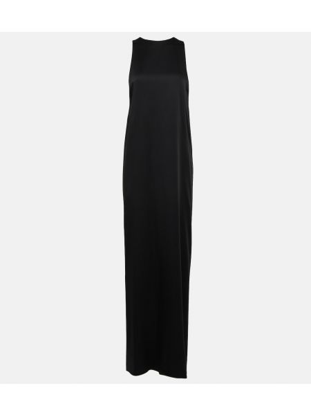 Платье с драпировкой из крепа Saint Laurent черное