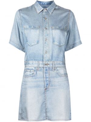 Klasické mini šaty s krátkými rukávy Rag & Bone - modrá
