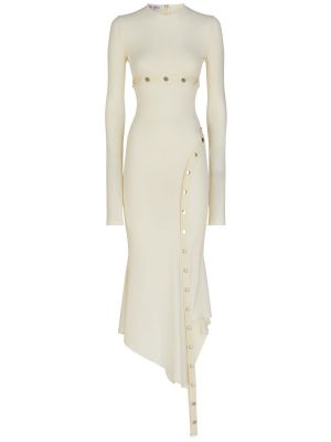 Sukienka midi z długim rękawem z dżerseju The Attico biała