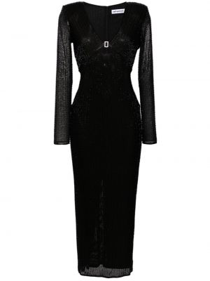 Dlouhé šaty s korálky Self-portrait černé