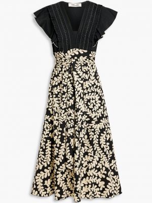 Платье миди с принтом с рюшами Diane Von Furstenberg Черное