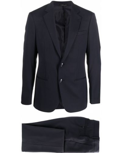 Slim fit vlněný oblek Giorgio Armani modrý