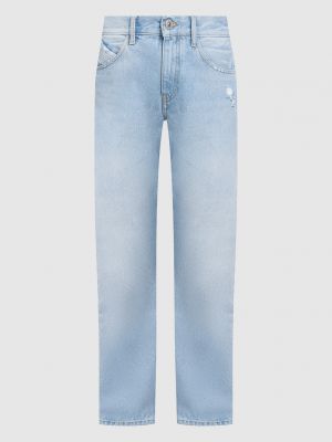 Голубые прямые джинсы с потертостями The Attico