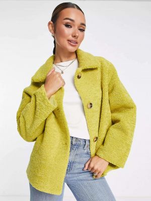 Куртка на пуговицах с мехом Unreal Fur желтая