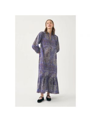 Sukienka długa z nadrukiem Antik Batik niebieska
