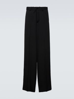Spodnie wełniane relaxed fit Balenciaga czarne