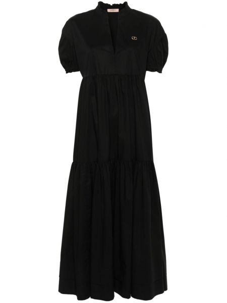 Βαμβακερή μίντι φόρεμα Twinset μαύρο