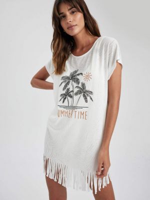 Rochie de plajă cu imprimeu tropical Defacto - gri
