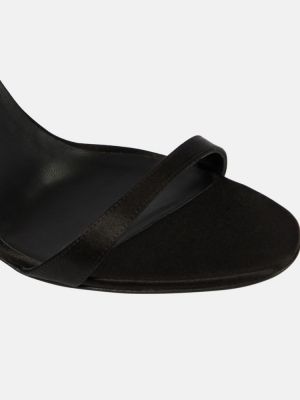 Kvetinové kožené saténové sandále Magda Butrym čierna