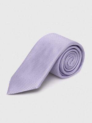 Fioletowy jedwabny krawat Boss