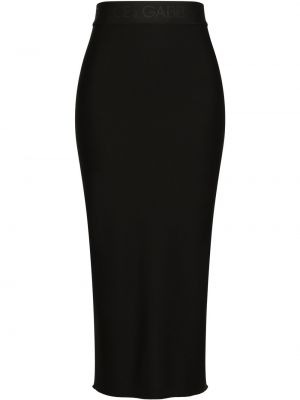 Spódnica midi wełniana z dżerseju Dolce And Gabbana czarna
