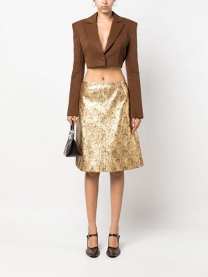 Kožená sukně s paisley potiskem Chanel Pre-owned zlaté