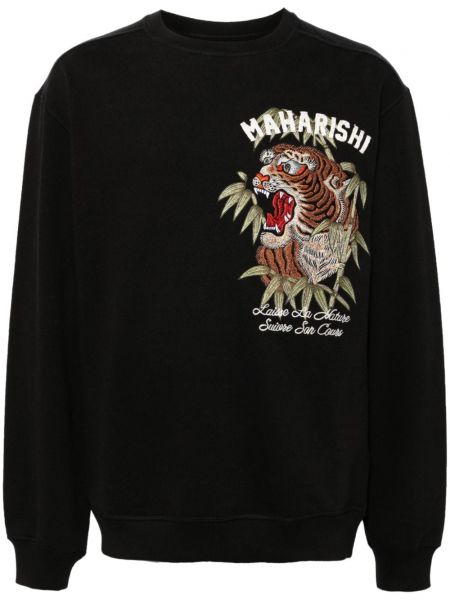 Pamučna dugi sweatshirt s printom Maharishi crna