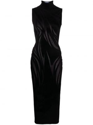 Priehľadné koktejlkové šaty Mugler čierna