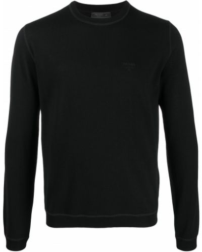 Jersey con bordado de tela jersey Prada negro