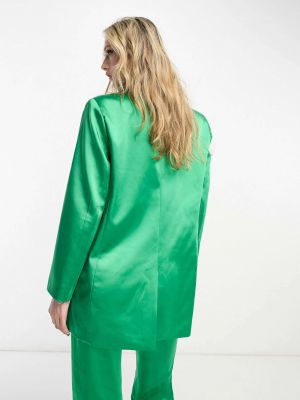 Атласный пиджак оверсайз Only зеленый