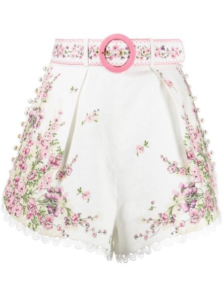 Trykt floral shorts Zimmermann hvit