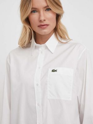 Koszula bawełniana relaxed fit Lacoste biała