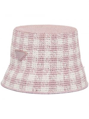 Карирана шапка Prada розово