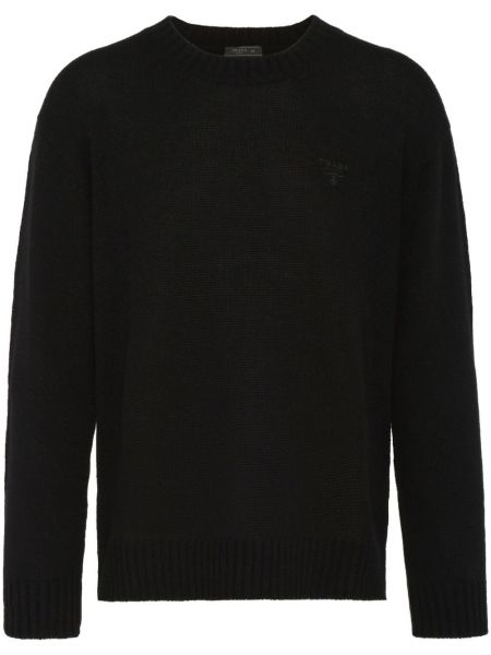 Sweter z kaszmiru z okrągłym dekoltem Prada czarny