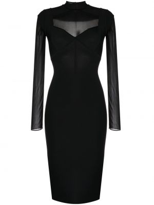 Прозрачна макси рокля Herve L. Leroux черно