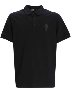 Medvilninis siuvinėtas polo marškinėliai Karl Lagerfeld juoda