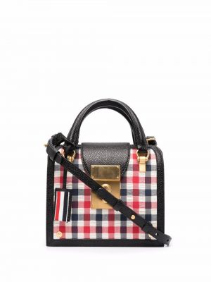 Trykt sjekket mini bag Thom Browne svart