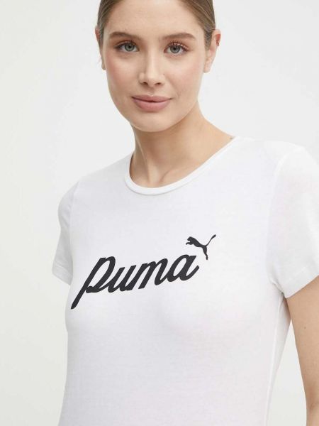 Koszulka bawełniana Puma beżowa