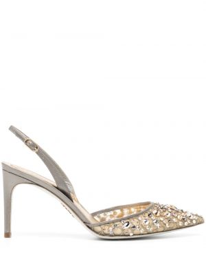 Kožne sandale s kristalima Rene Caovilla zlatna
