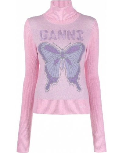 Пуловер Ganni розово