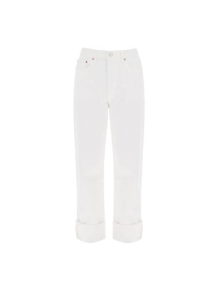 Białe proste jeansy Agolde
