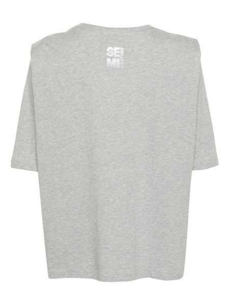 T-shirt aus baumwoll mit plisseefalten Semicouture grau