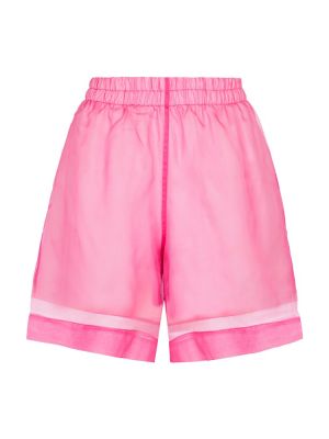 Pantaloni scurți de mătase din bumbac Dries Van Noten roz