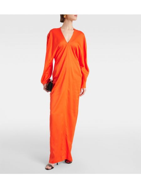 Атласное платье Ferragamo оранжевое